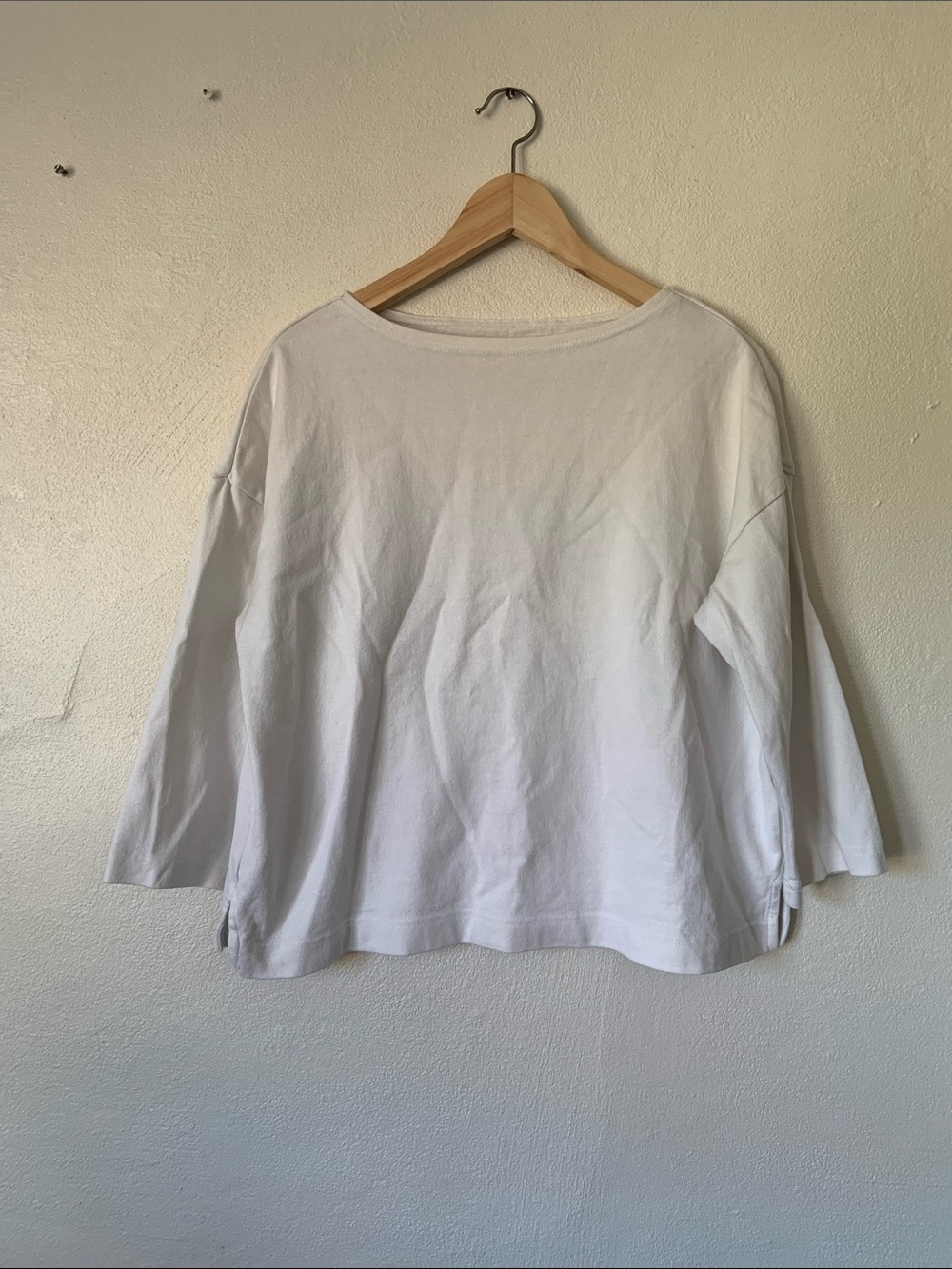 Muji Women's White Boatneck 100% Cotton top